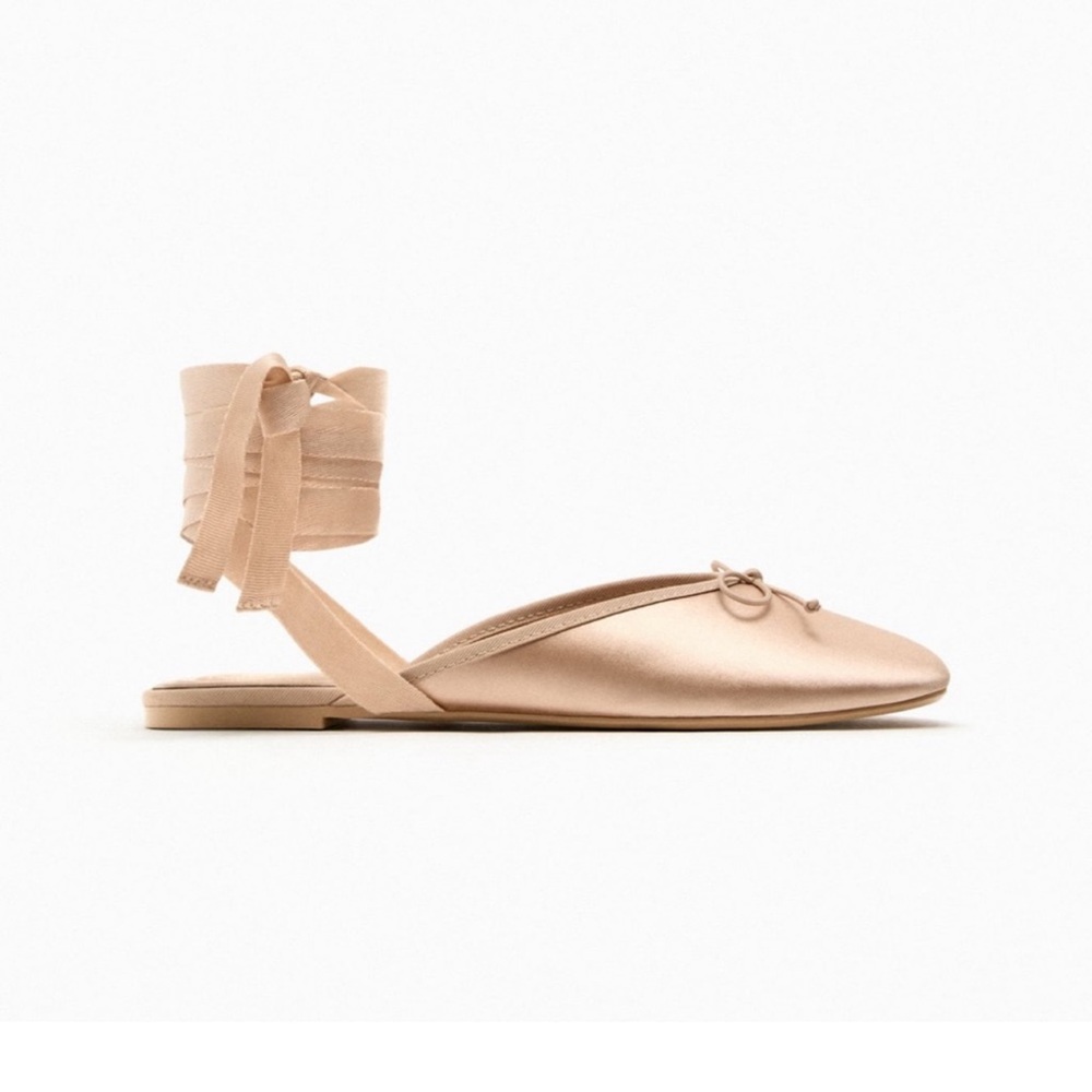 Zara lace up ballet flats